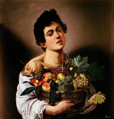 Menino, com, um, cesta fruta de Michelangelo Merisi Caravaggio
